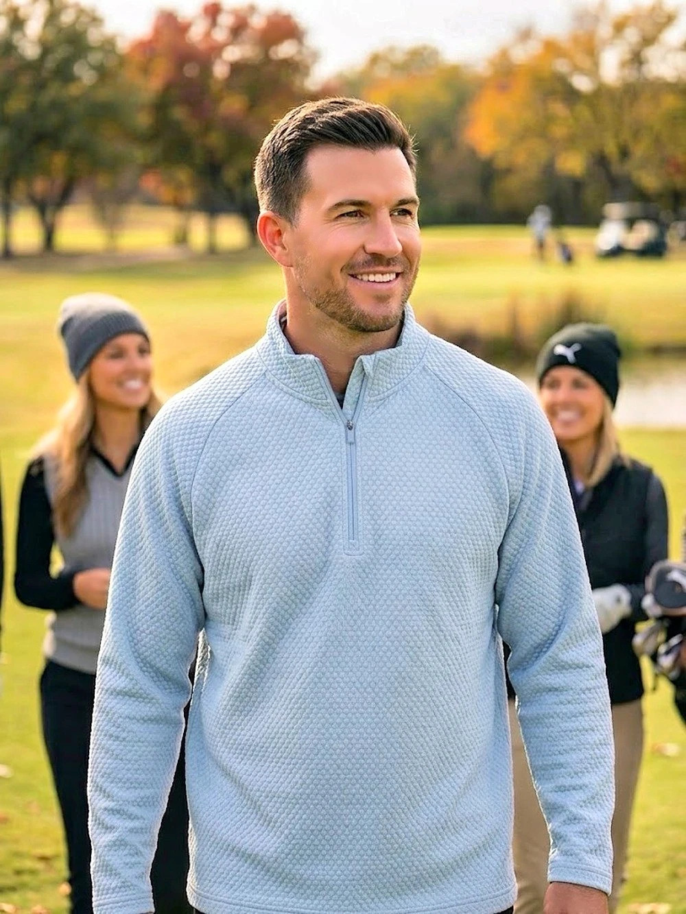 NWT Puma Golf Boulder 2.0 1/4 Zip Pullover Mens Large Light Blue $95